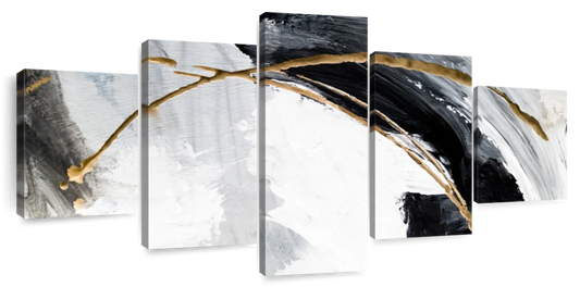 Black White And Gold Abstract Wall Art