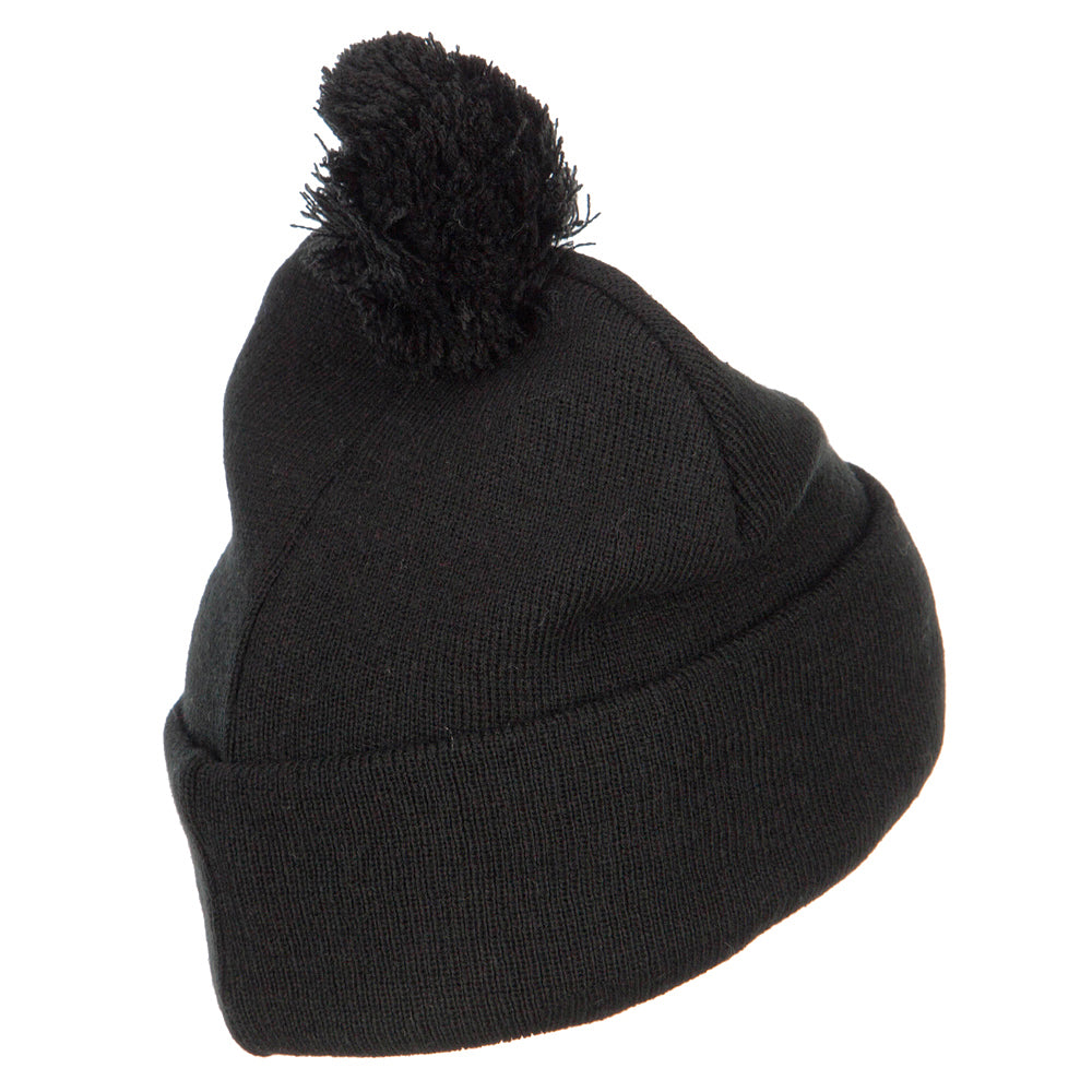 Pom Acrylic Cuff Long Beanie