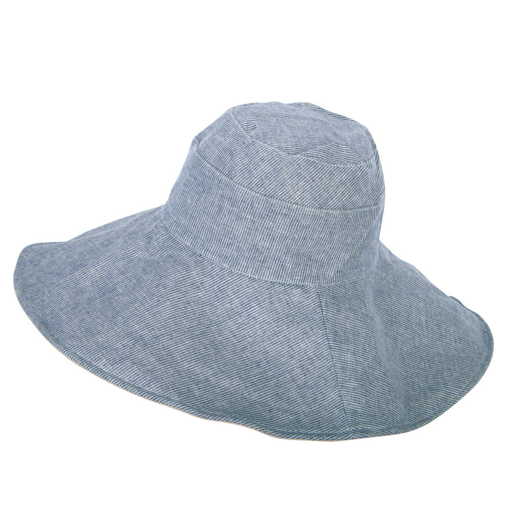 Women's Pinstripe 5 Inch Reversible Brim Cotton Dressy Hat