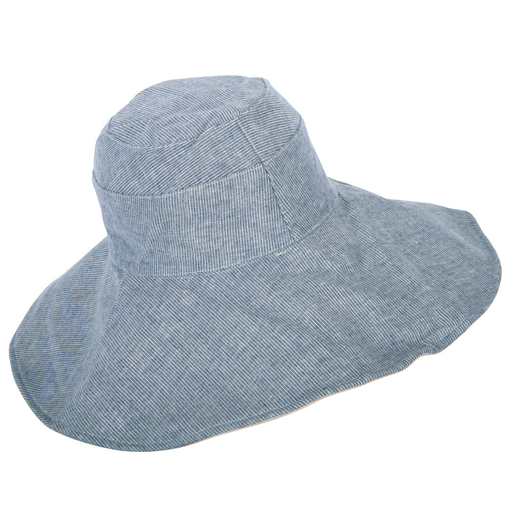 Women's Pinstripe 5 Inch Reversible Brim Cotton Dressy Hat