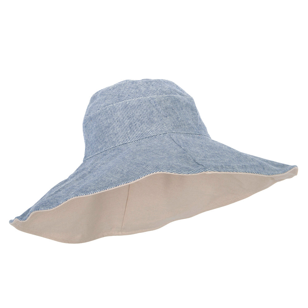 Women's Pinstripe 5 Inch Reversible Brim Cotton Dressy Hat