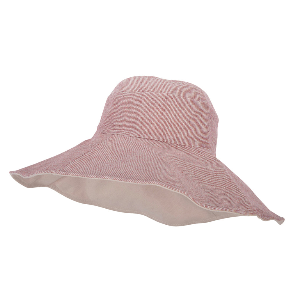 Women's Pinstripe 5 Inch Reversible Brim Cotton Dressy Hat