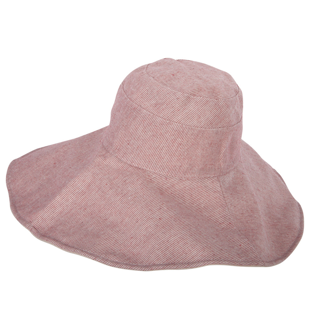 Women's Pinstripe 5 Inch Reversible Brim Cotton Dressy Hat
