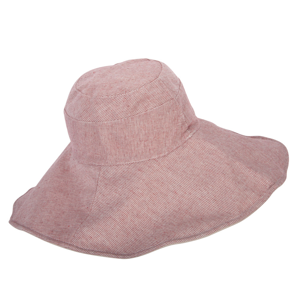 Women's Pinstripe 5 Inch Reversible Brim Cotton Dressy Hat