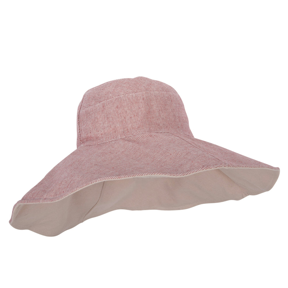 Women's Pinstripe 5 Inch Reversible Brim Cotton Dressy Hat