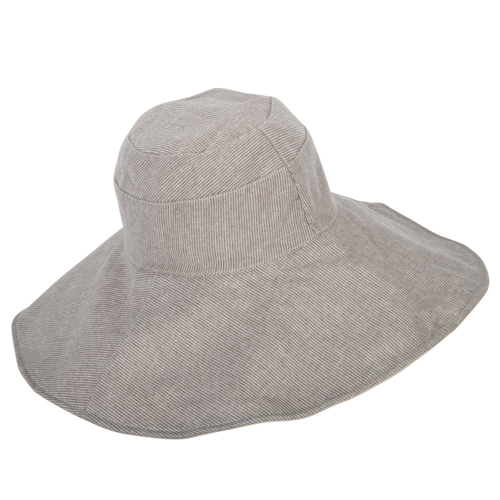 Women's Pinstripe 5 Inch Reversible Brim Cotton Dressy Hat