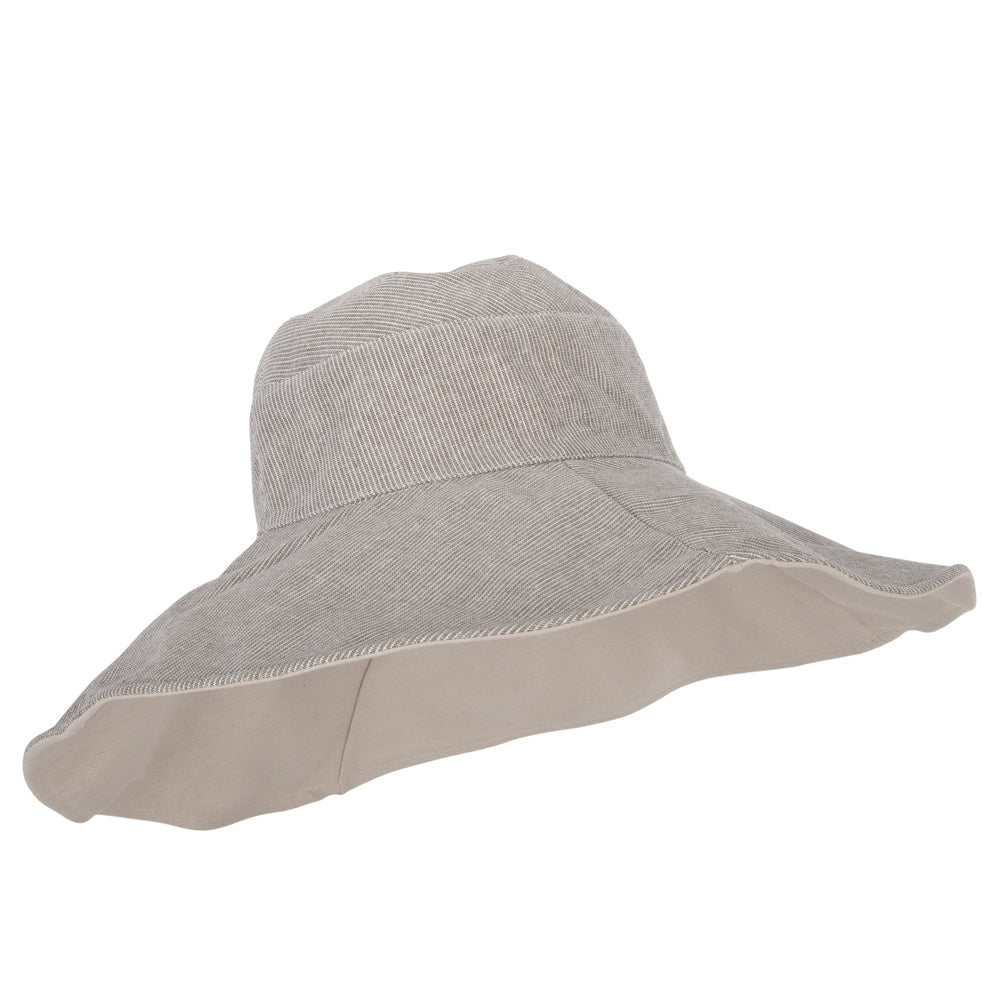 Women's Pinstripe 5 Inch Reversible Brim Cotton Dressy Hat