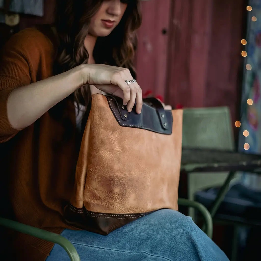 The Naomi Leather Tote Bag - Saddle Tan
