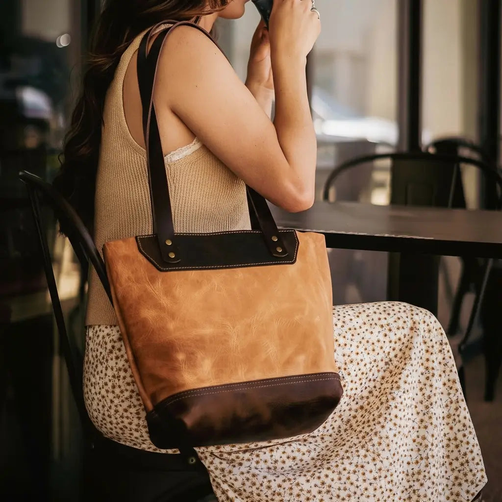 The Naomi Leather Tote Bag - Saddle Tan