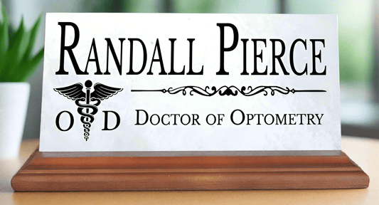 Optometrist Desk Nameplate – Personalized Marble Gift for ODs