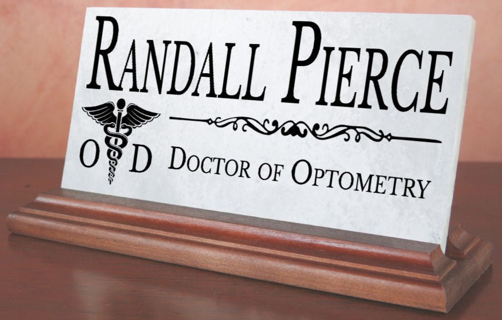 Optometrist Desk Nameplate – Personalized Marble Gift for ODs