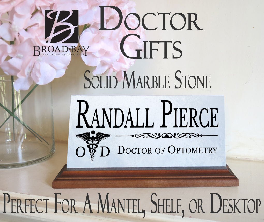 Optometrist Desk Nameplate – Personalized Marble Gift for ODs