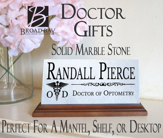 Optometrist Desk Nameplate – Personalized Marble Gift for ODs