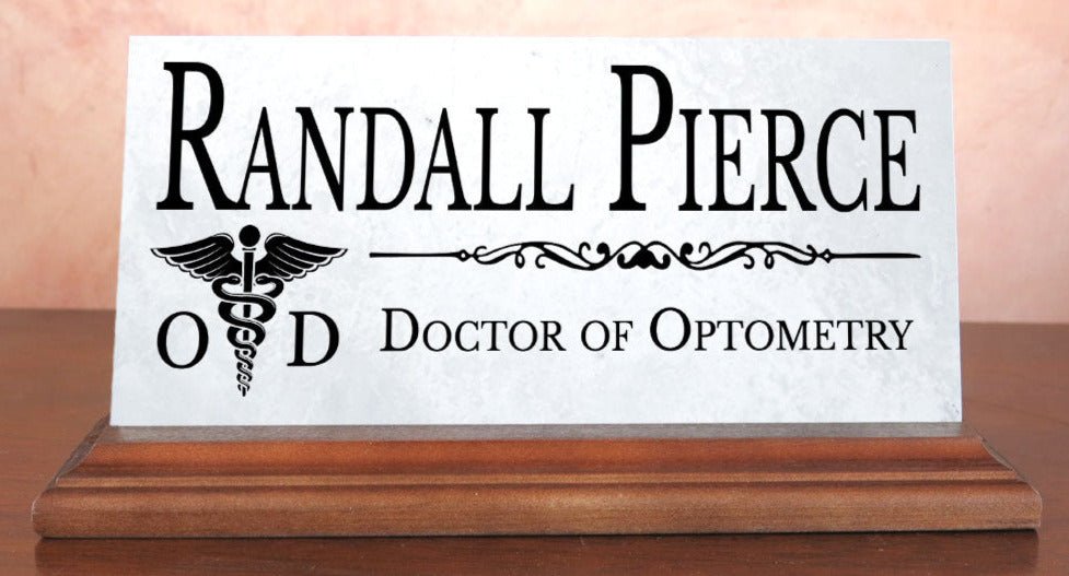 Optometrist Desk Nameplate – Personalized Marble Gift for ODs