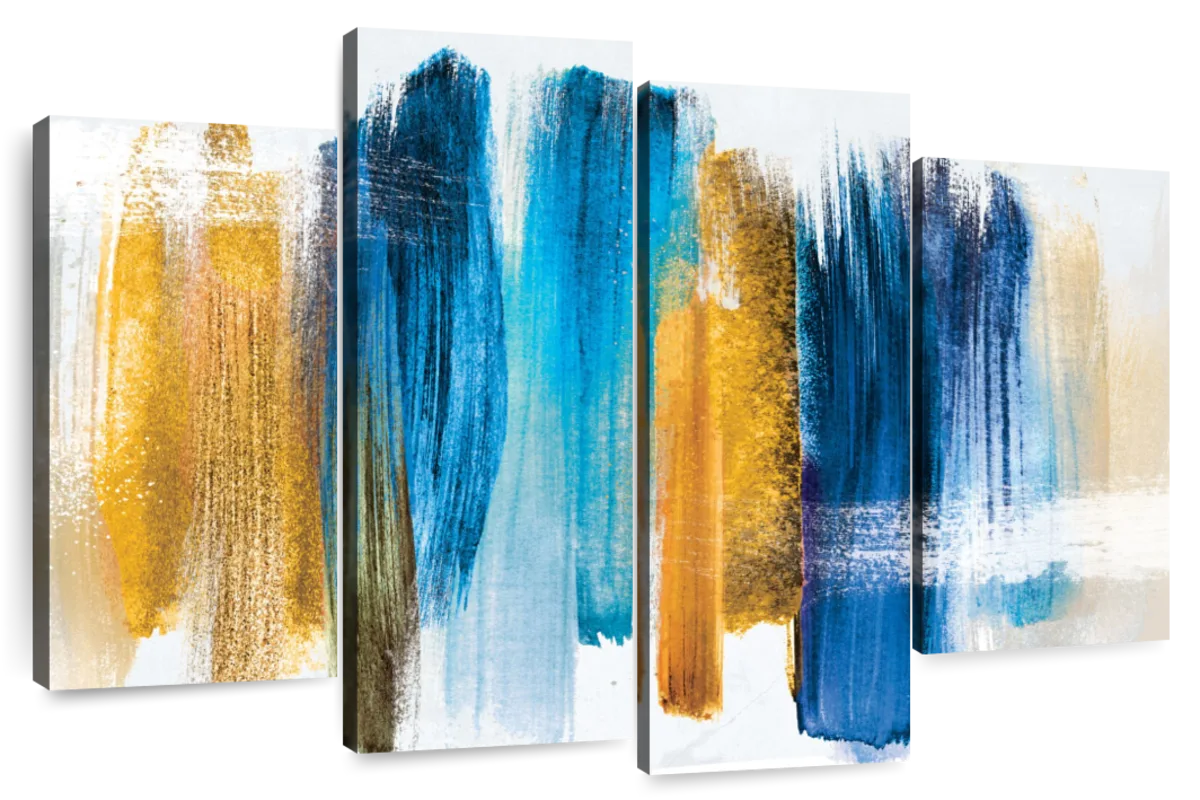 Blue And Gold Abstract Wall Art