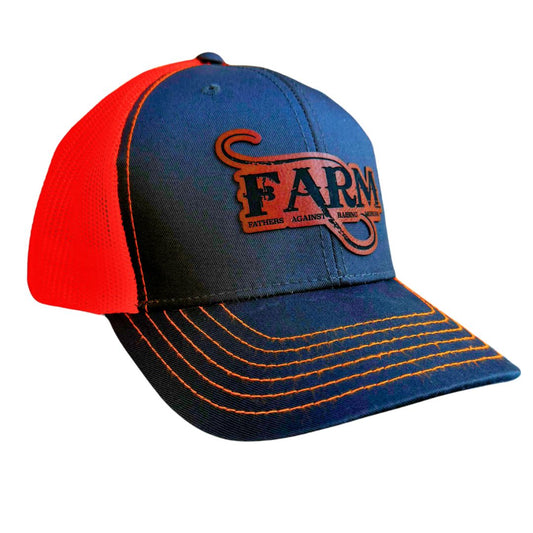 FARM Leather Patch Hat - Charcoal Grey/Safety Orange