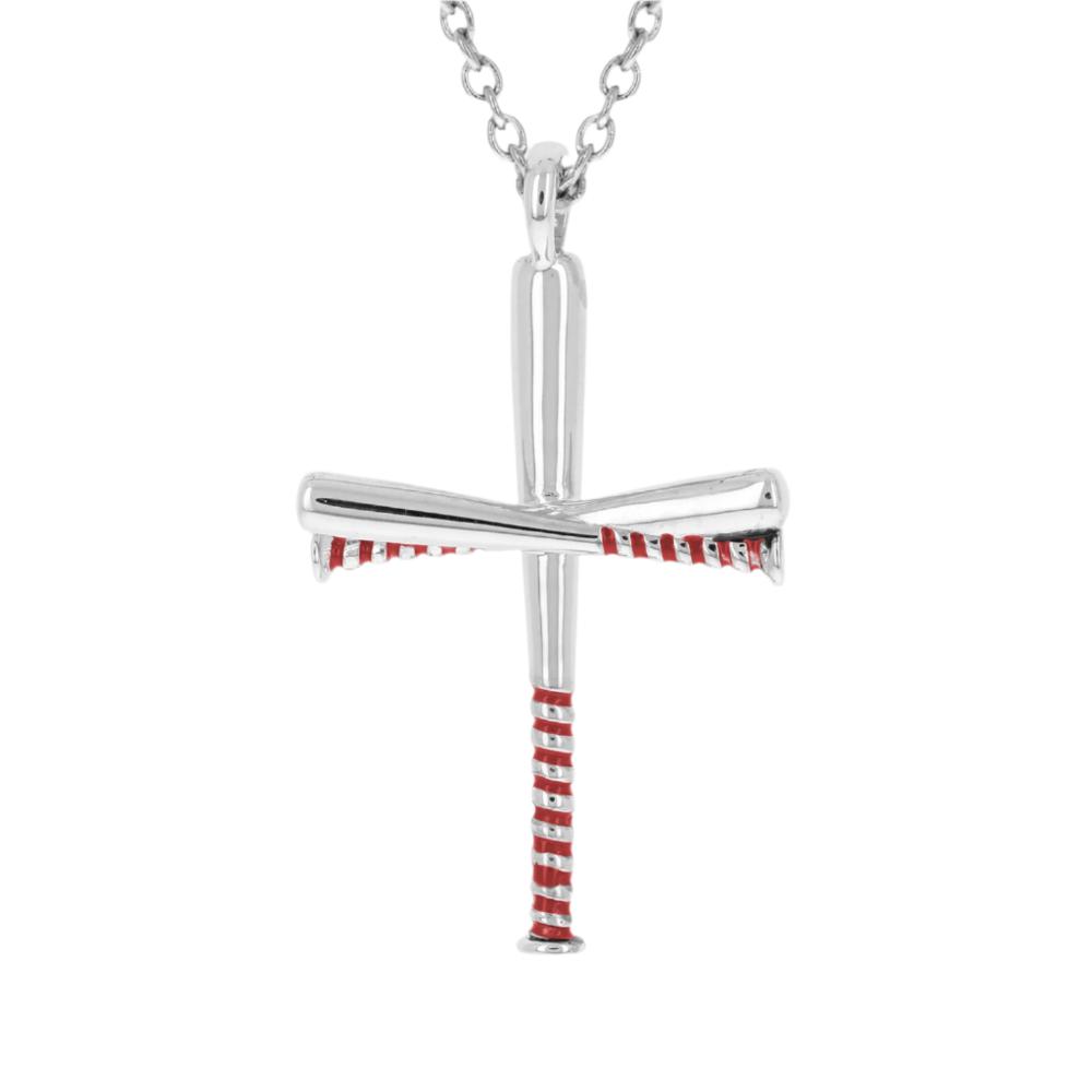 Color Grip Baseball Bat Cross Necklace