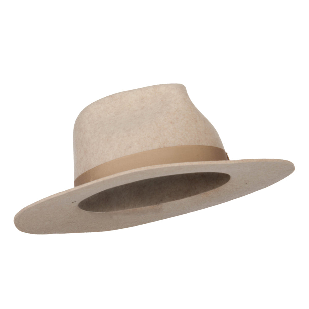 Women's Wool Felt Grosgrain Ribbon Band Trim Pinched Crown Fedora Hat