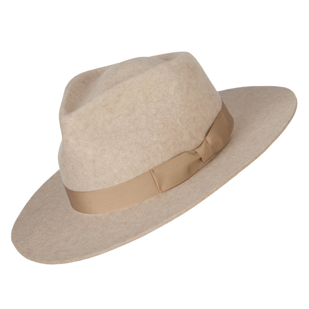 Women's Wool Felt Grosgrain Ribbon Band Trim Pinched Crown Fedora Hat