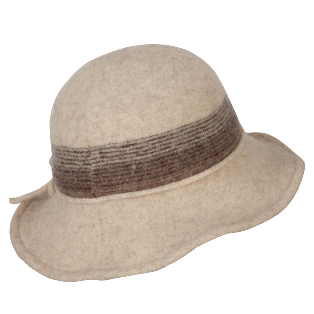 Women's Wool Stripe Detailed Wired Short Brim Bucket Hat