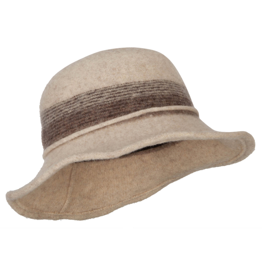Women's Wool Stripe Detailed Wired Short Brim Bucket Hat