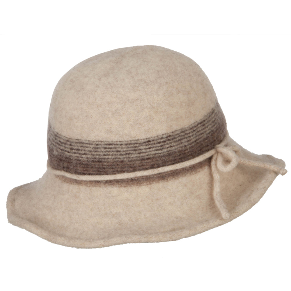 Women's Wool Stripe Detailed Wired Short Brim Bucket Hat