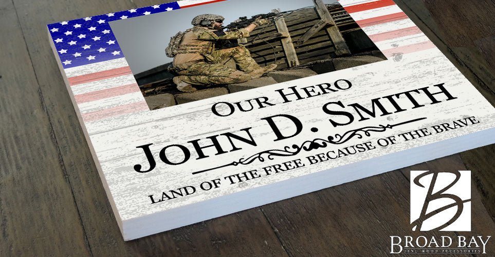 Personalized Military Hero Photo Plaque – 10.5" x 10.5" Square Patriotic Tribute With Custom Name