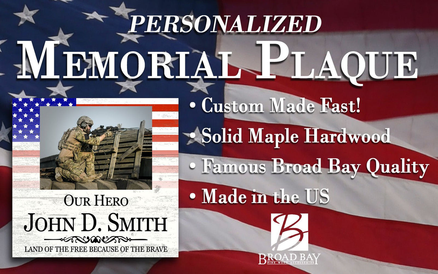 Personalized Military Hero Photo Plaque – 10.5" x 10.5" Square Patriotic Tribute With Custom Name