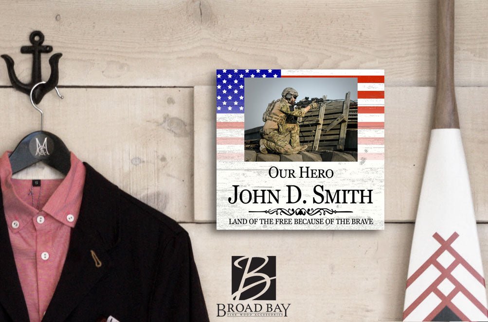 Personalized Military Hero Photo Plaque – 10.5" x 10.5" Square Patriotic Tribute With Custom Name