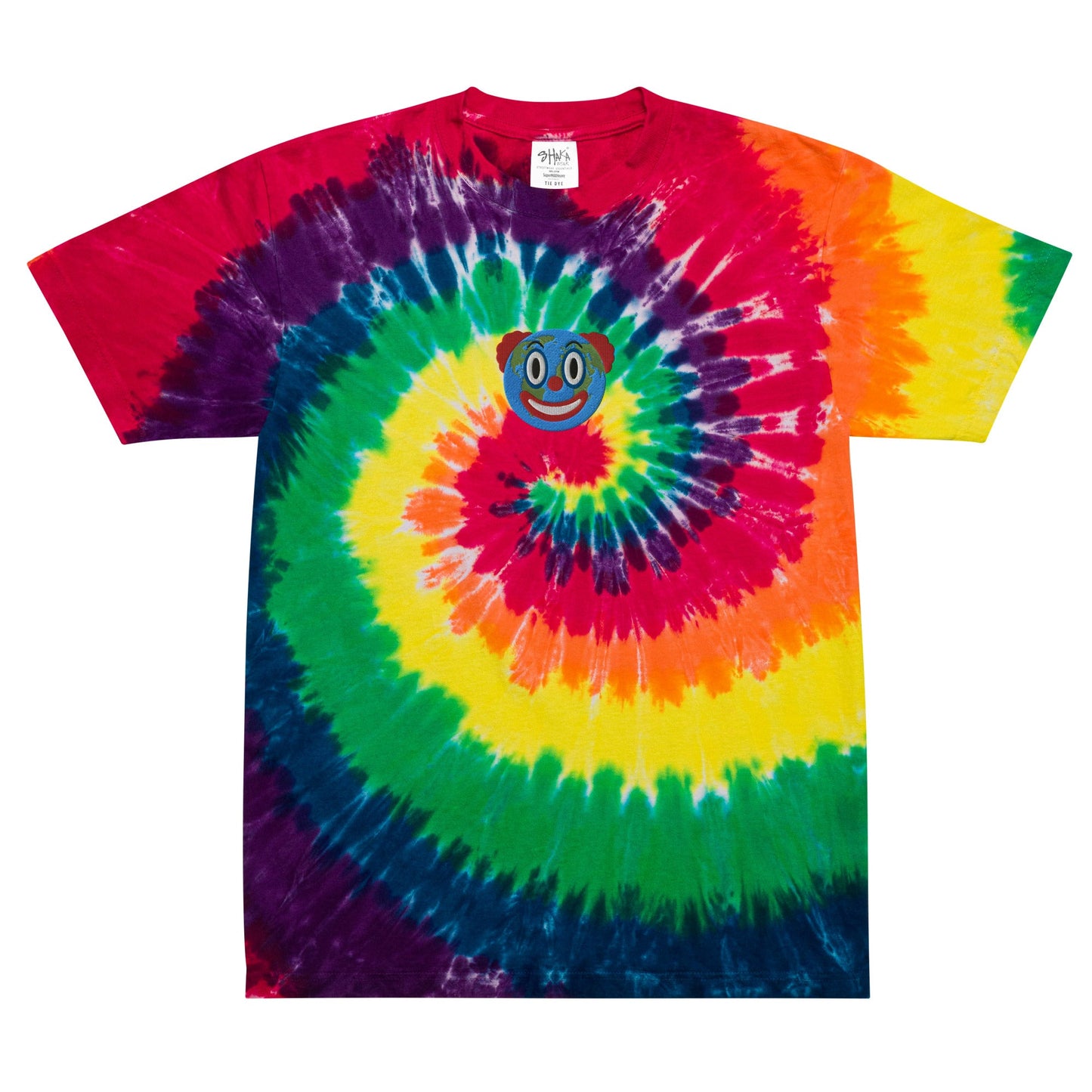 Clown World Embroidered Oversized Tie Dyed T-Shirt