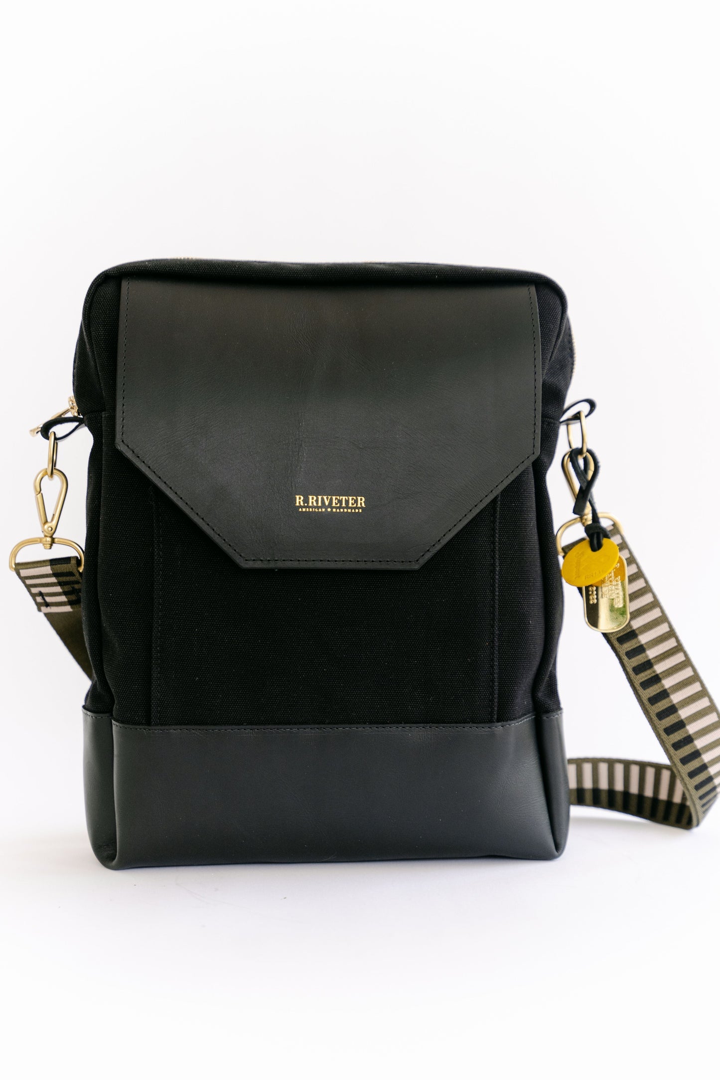 Corbin | Signature Black Canvas + Black Leather Backpack