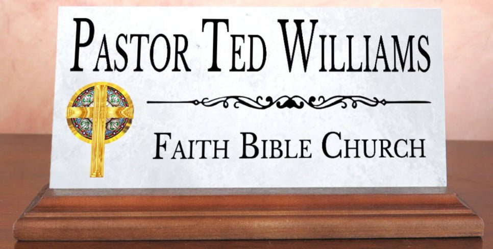 Church Desk Nameplate – Custom Marble Gift for Clergy, Pastors & Church Staff