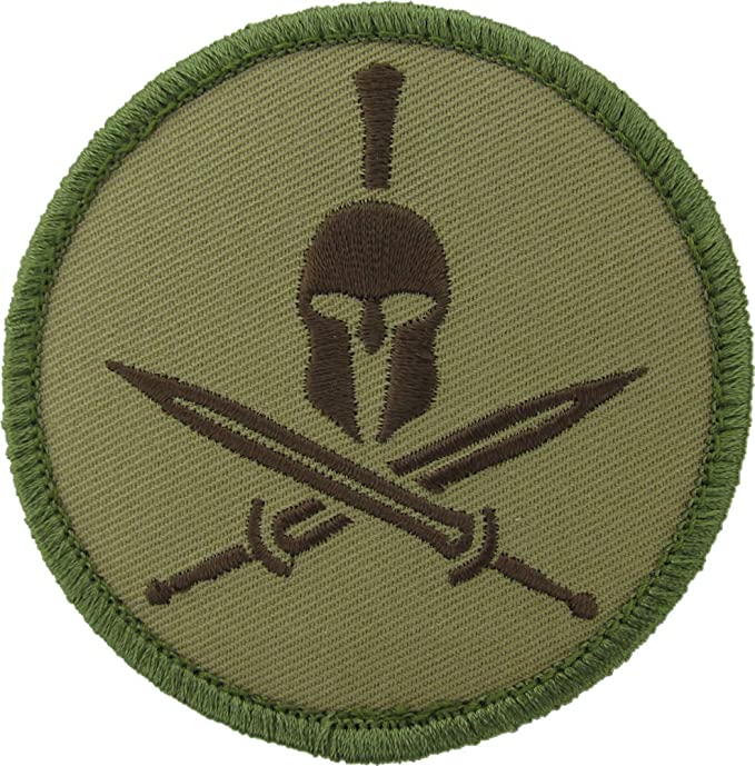 Crossed Swords Spartan Helmet Morale Patch - Hook Fastener