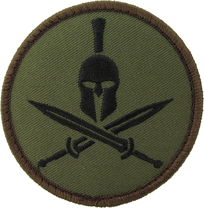 Crossed Swords Spartan Helmet Morale Patch - Hook Fastener