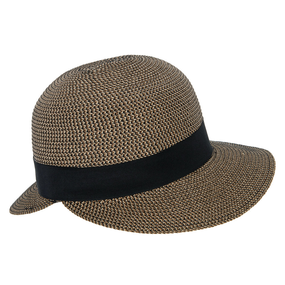 Women's Paper Braid Bow Ribbon Band Accented Split Brim Cloche Hat