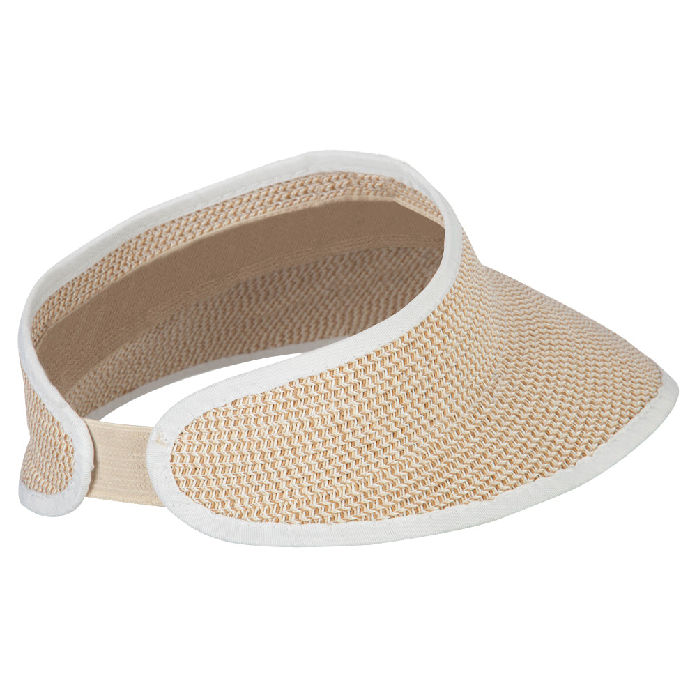 UPF 50+ Women's Paper Braid Elastic Back Visor