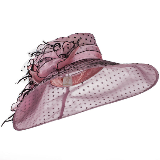 Polka Dot Designed Flower Detailed Organza Hat