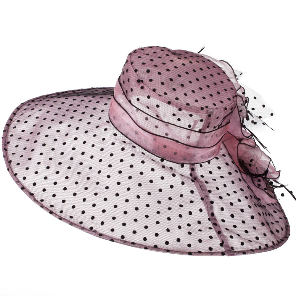 Polka Dot Designed Flower Detailed Organza Hat