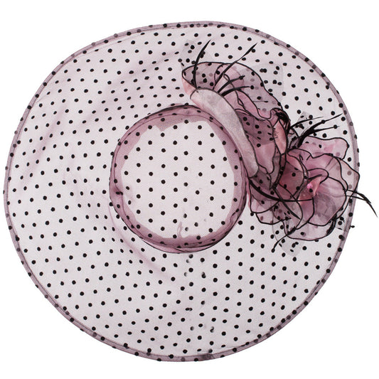 Polka Dot Designed Flower Detailed Organza Hat