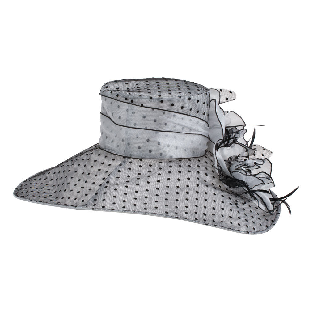 Polka Dot Designed Flower Detailed Organza Hat