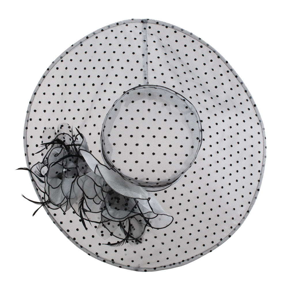 Polka Dot Designed Flower Detailed Organza Hat