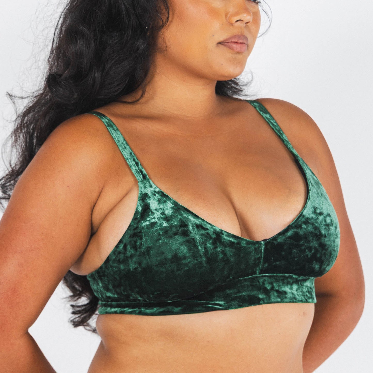 The Extravagance | Dark Green Velvet Busty Bralette