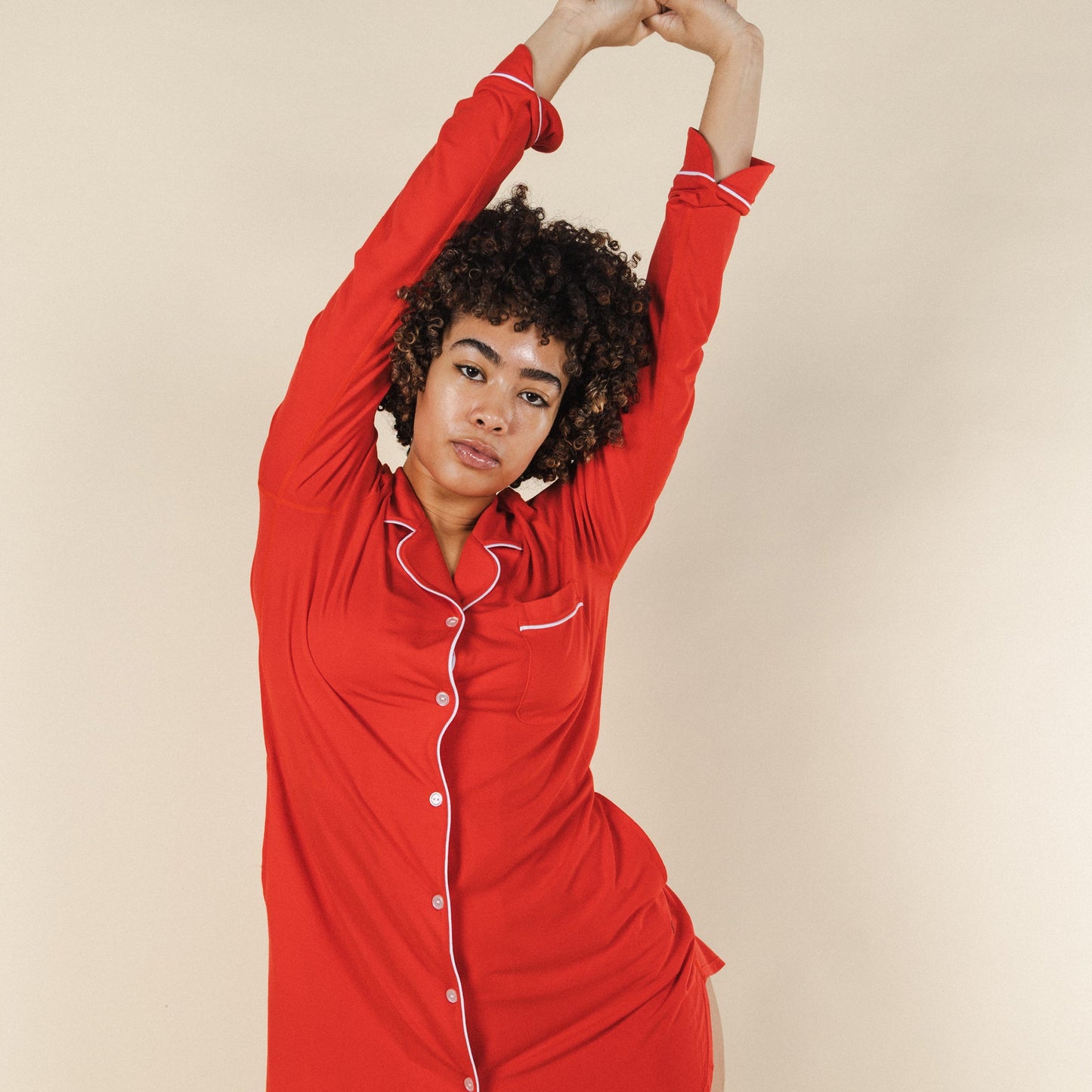 The Maraschino | Flame Scarlet Red SleepDeep™ Long Sleeve Pajama Dress