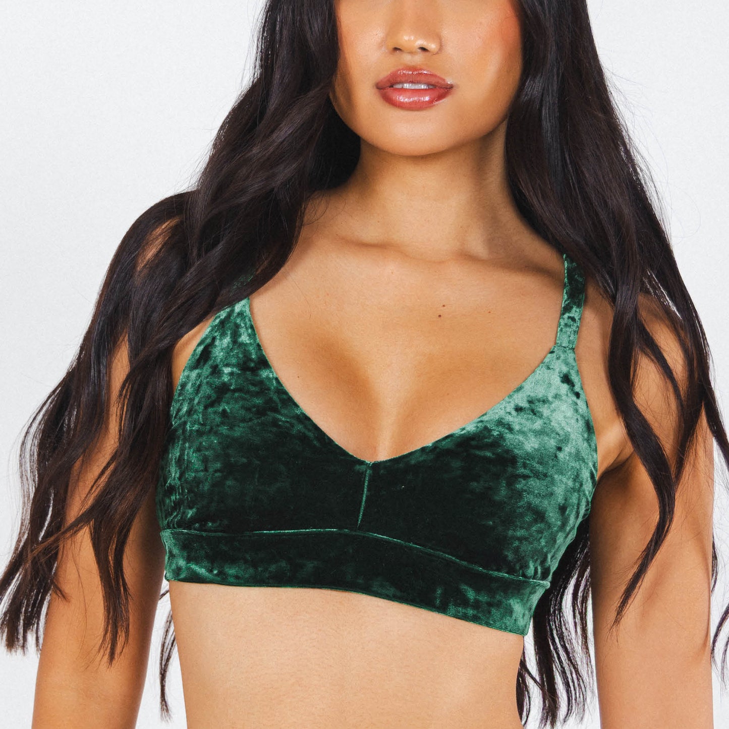 The Extravagance | Dark Green Velvet Busty Bralette