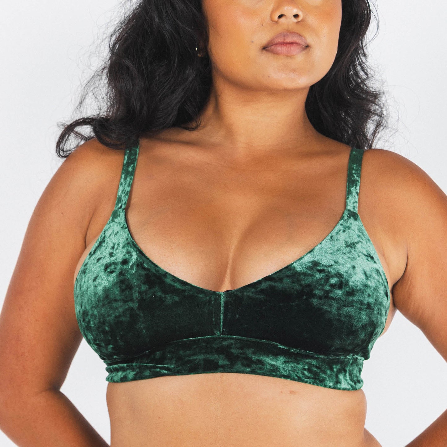 The Extravagance | Dark Green Velvet Busty Bralette