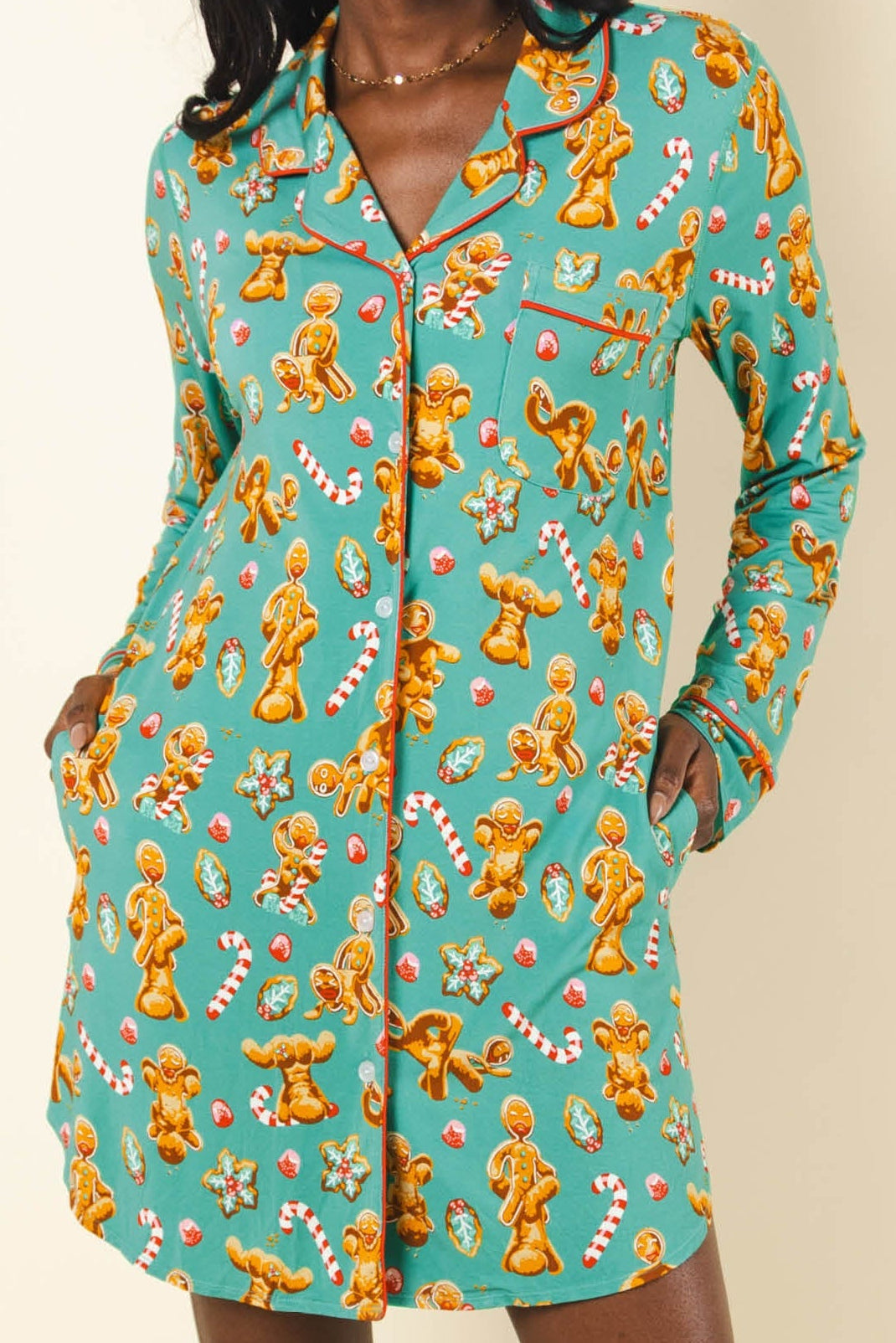 The Ginger Rail | Gingerbread SleepDeep™ Long Sleeve Pajama Dress