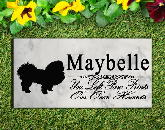 Pekingese Memorial Stone Personalized Garden Rock Grave Marker Outdoor or Indoor