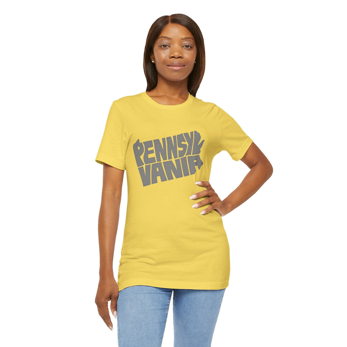 Pennsylvania State Map Typography Wordart Graphic -  Short Sleeve Tee