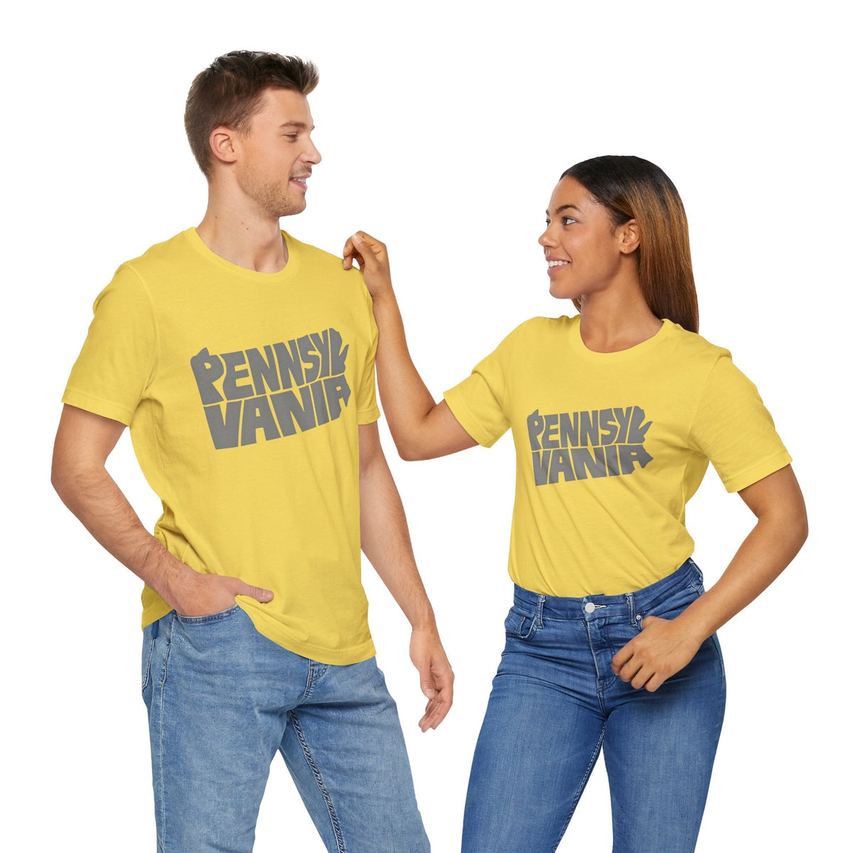 Pennsylvania State Map Typography Wordart Graphic -  Short Sleeve Tee