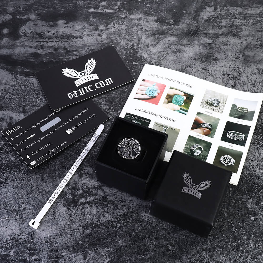 Pentagram Tree of Life Stainless Steel Viking Ring